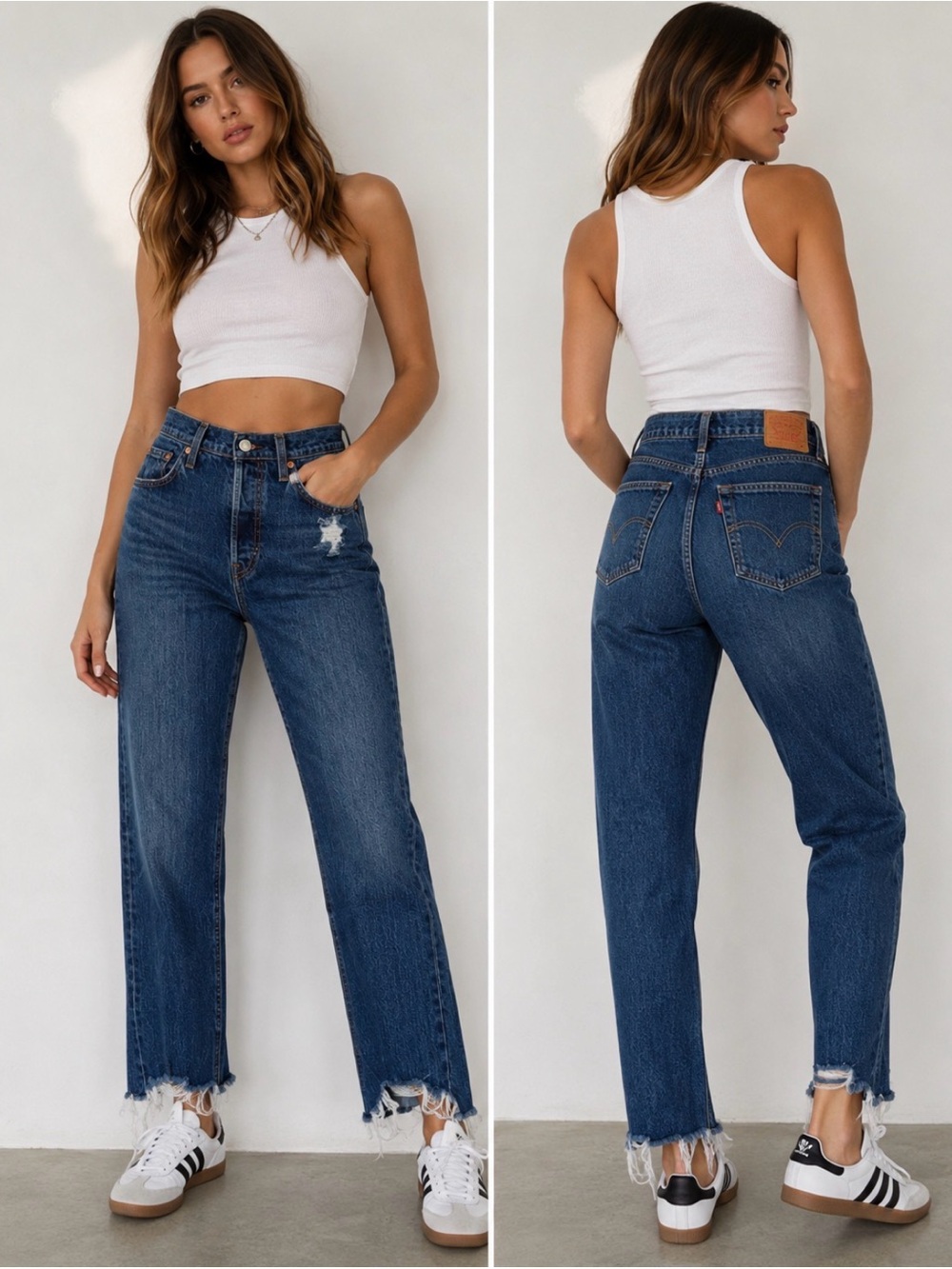 Levi's High Rise Dark Blue Straight Jeans,size 23